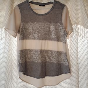 Grey & White Loose Blouse